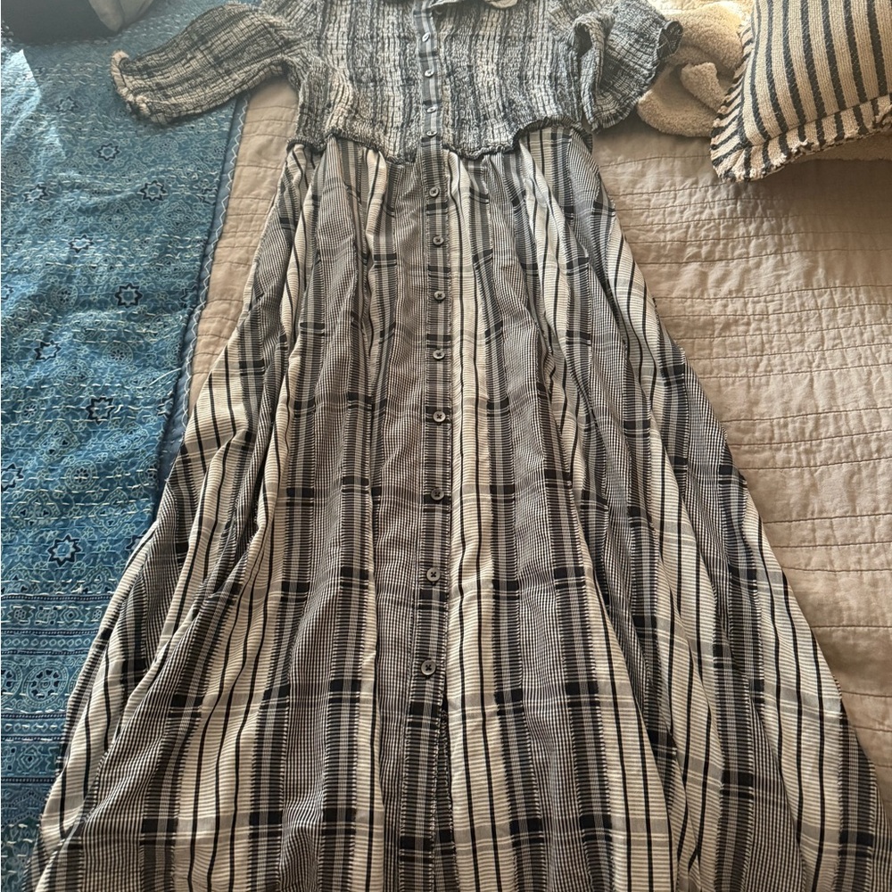 Maeve Blue Puff Sleeve Sundress with Peter Pan Collar